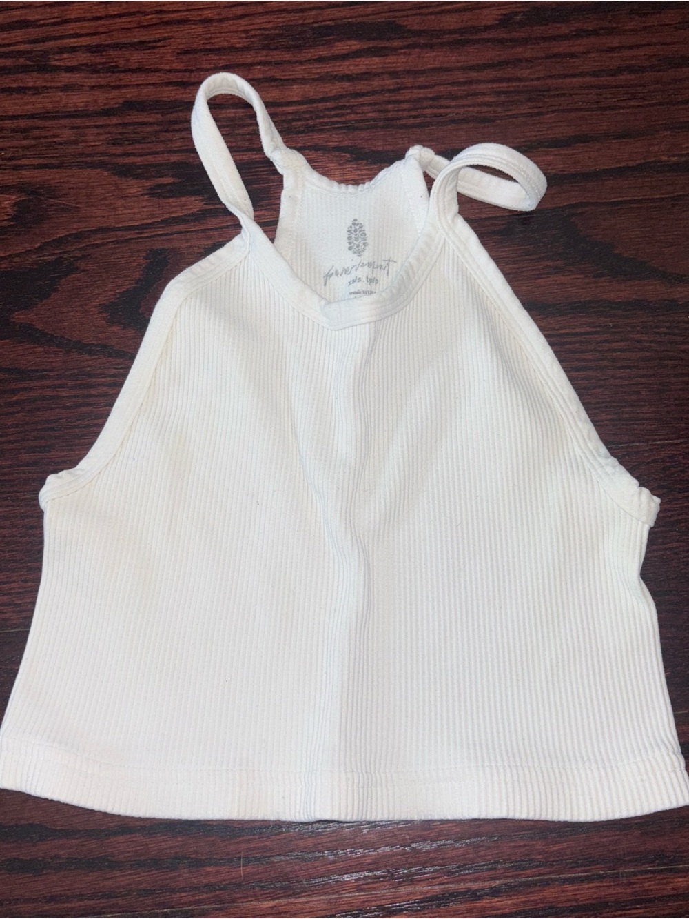 Free People White Ribbed Halter Crop Tank